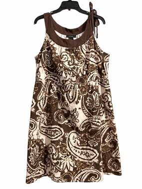 Style & Co Brown Cream Paisley
Sleeveless Tie Shoulder Dress Women's
16W